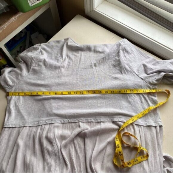 Torrid 2022 Fabric Mixed Hanky Hem Kimono Size 3X In Stone Open Long Line Rayon - Picture 12 of 16